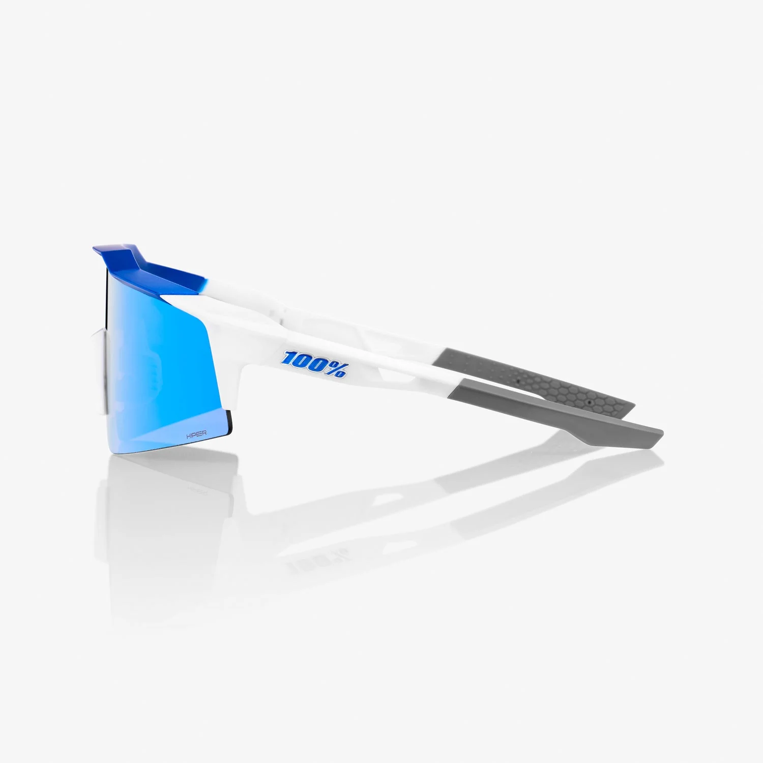 100% Speedcraft SL- Matte white/ Metallic Blue Hiper Blue multilayer Mirror lens - Image 3
