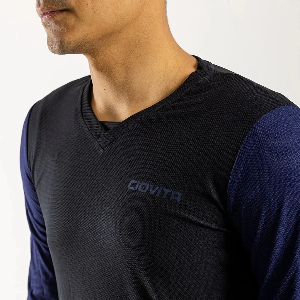 Ciovita Mens AR Long Sleeve Trail Tee- Black/ Navy - Image 6