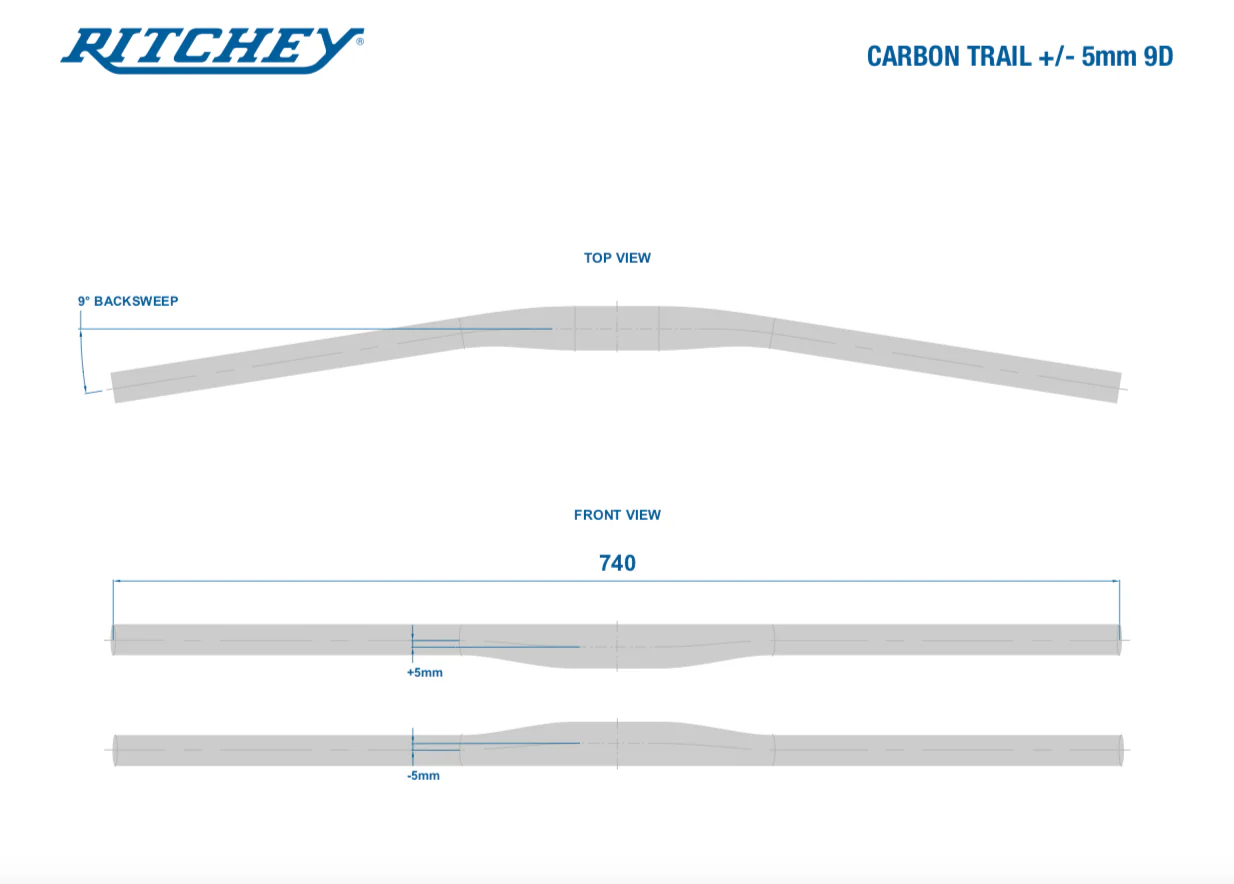 RITCHEY HANDLEBAR WCS TRAIL CARBON FLAT 2X 740MM 9D - Image 6