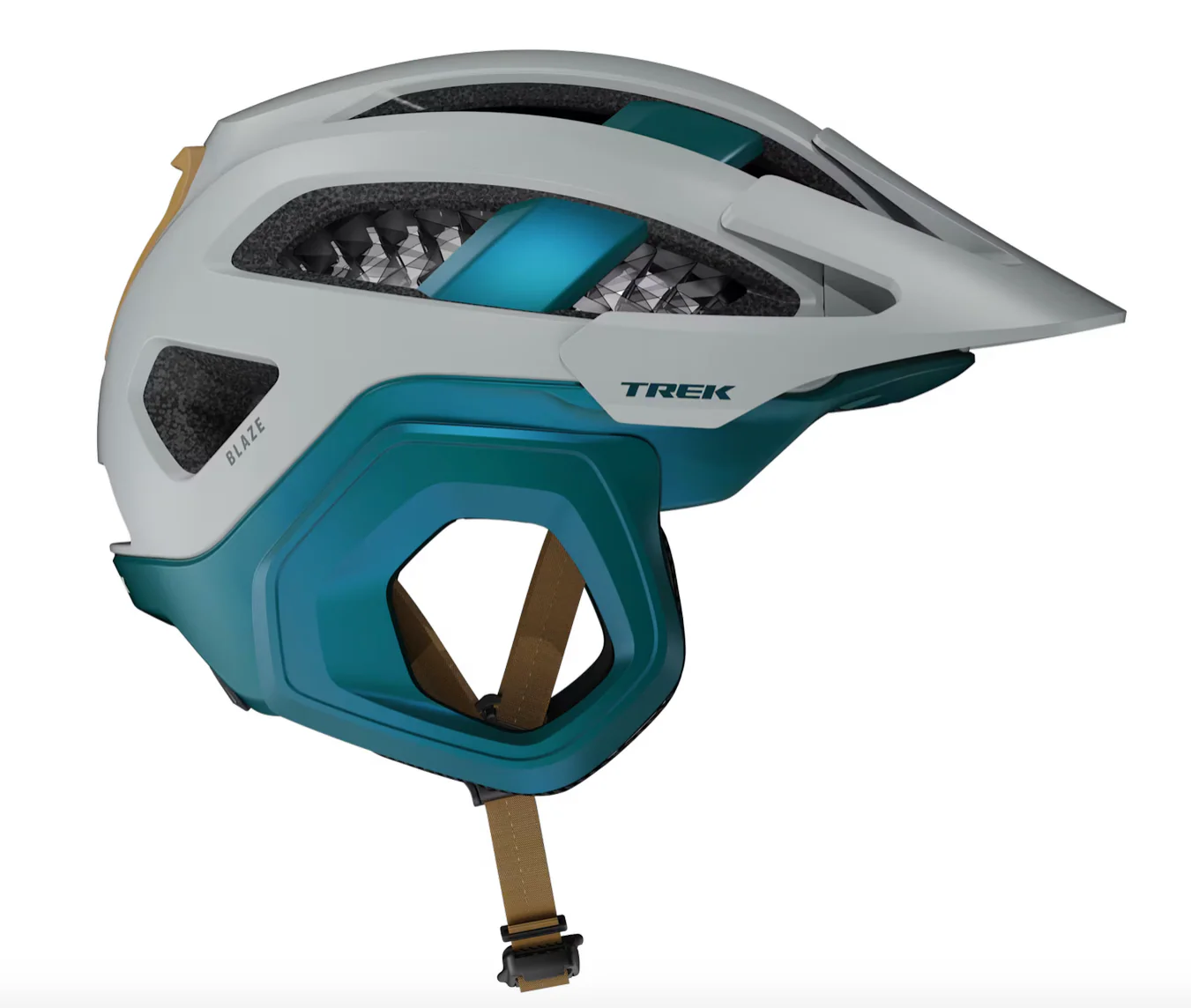 Trek Blaze WaveCel Mountain Bike Helmet - Matte Gravel/ Dark Aquatic - Image 6